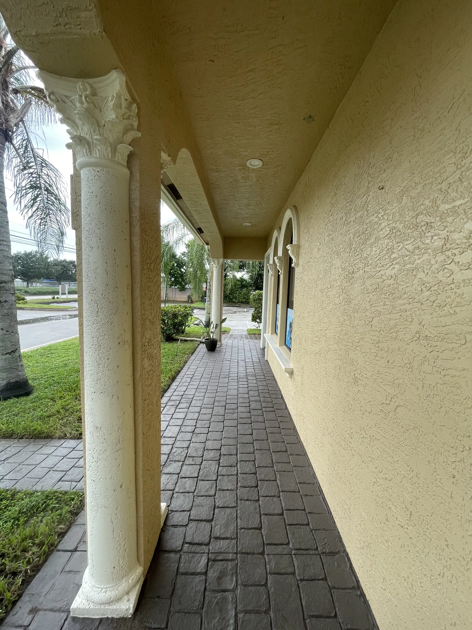 Covered front porch with columns