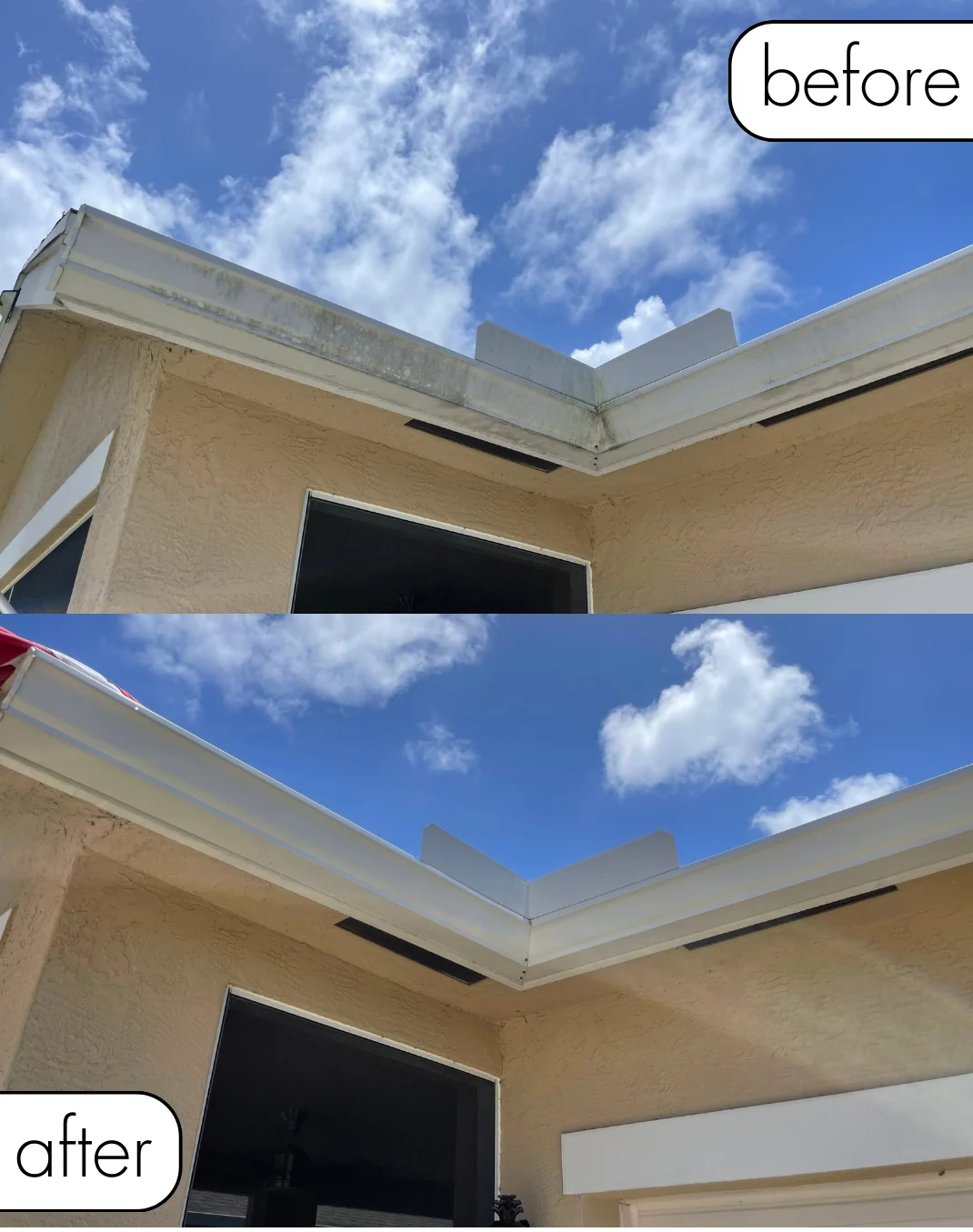 Gutter cleaning before-and-after photos