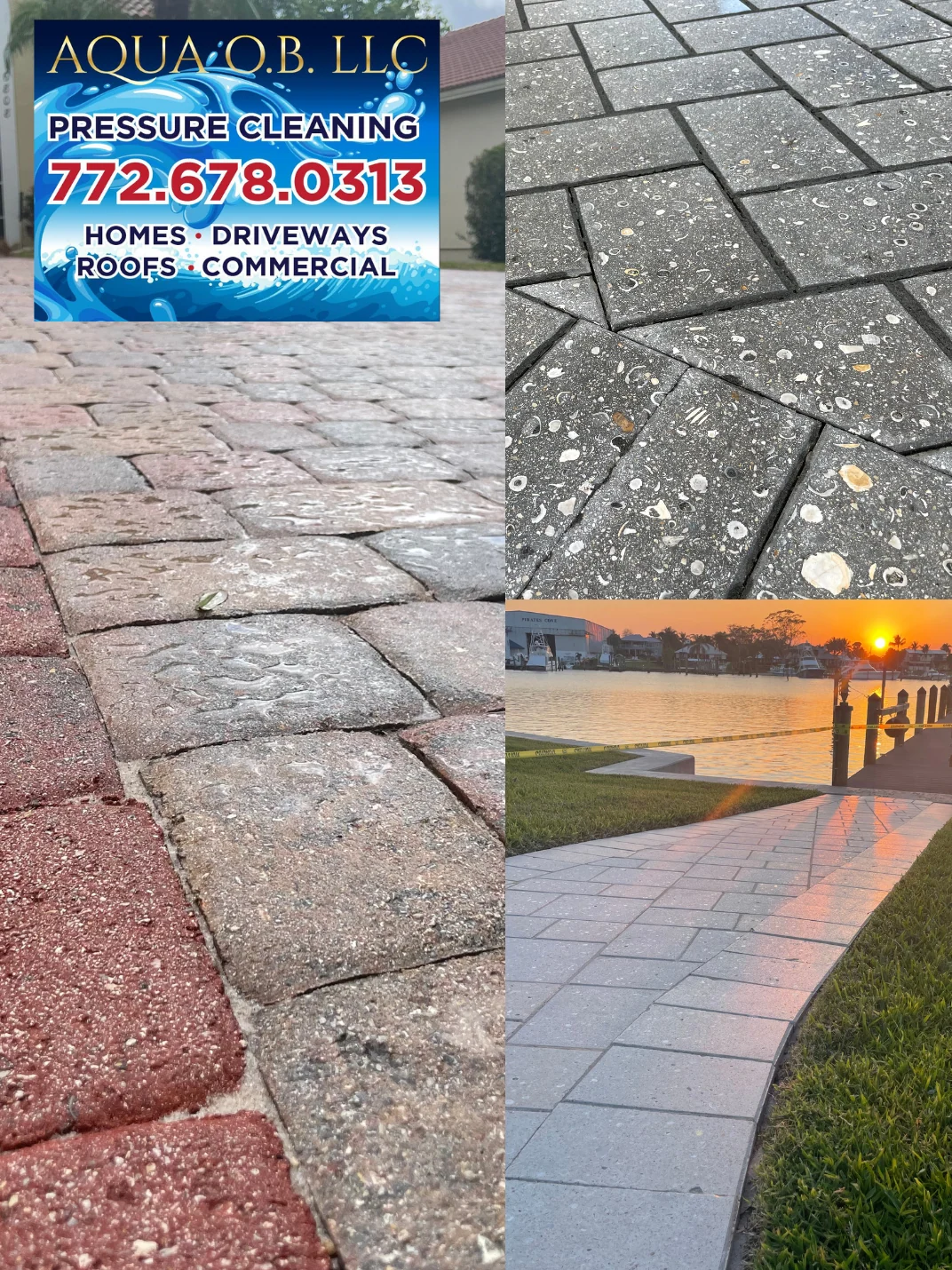 Paver sealing before-and-after collage