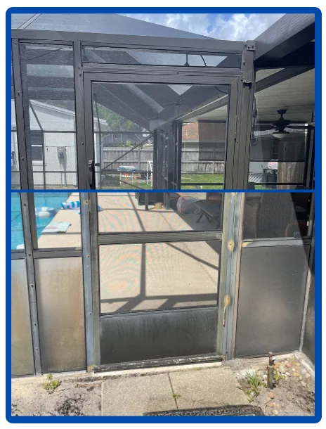 Pool enclosure screen door repair project